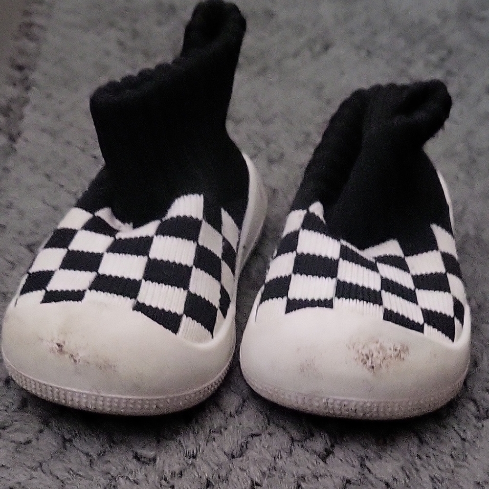 Kids Black and White Checkered Shoes
